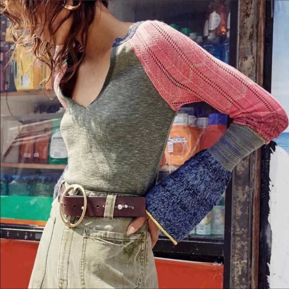 Free People We The Free Sunshine Bell Sleeve Thermal Knit Top